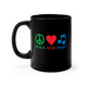 Black 11oz. "Peace.Love.Music." Mug