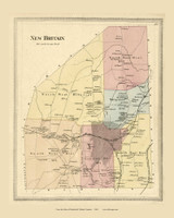 New Britain, Connecticut 1869 Hartford Co. - Old Map Reprint