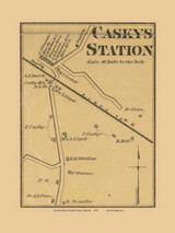 Caskeys Station, Caskey, Kentucky 1878 Old Town Map Custom Print - Christian Co.
