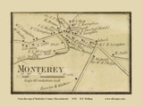 Monterey Village - Monterey Massachusetts 1858 Old Town Map Custom Print - Berkshire Co.