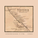Tyringham Village - Tyringham Massachusetts 1858 Old Town Map Custom Print - Berkshire Co.