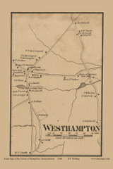 Westhampton Village, Westhampton, Massachusetts 1860 Old Town Map Custom Print - Hampshire Co.