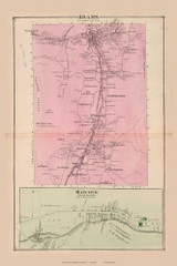 Adams & Hancock Village, Massachusetts 1876 Old Town Map Reprint - Berkshire Co. 20-21