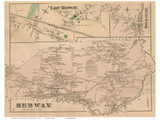 Medway Town, East Medway and Rockville Villages, Massachusetts 1876 Old Town Map Reprint - Norfolk Co.