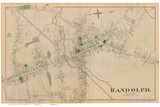 Randolph Village, Massachusetts 1876 Old Town Map Reprint - Norfolk Co.