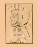 Parker's Head Village, Phippsburg, Maine 1858 Old Town Map Custom Print - Sagadahoc Co.