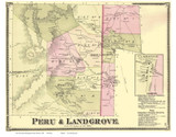Peru and Landgrove Towns, Clarksville Village, Vermont 1869 Old Town Map Reprint - Bennington Co.