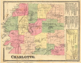 Charlotte Town, Charlotte Centre and Charlotte Four Corners Village, Vermont 1869 Old Town Map Reprint - Chittenden Co.