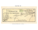 Charlotte Centre and Charlotte Four Corners, Vermont 1869 Old Town Map Reprint - Chittenden Co.