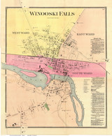 Winooski Falls - Colchester, Vermont 1869 Old Town Map Reprint - Chittenden Co.