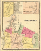 Shelburne Town, Shelburne Falls and Shelburne Villages, Vermont 1869 Old Town Map Reprint - Chittenden Co.