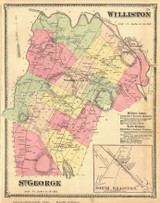 Williston Town and St. George Towns, North Williston Village, Vermont 1869 Old Town Map Reprint - Chittenden Co.