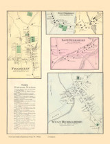 East Berkshire, West Berkshire, Franklin, and East Franklin Villages, Vermont 1871 Old Town Map Reprint - Franklin Co.