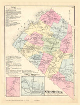 Georgia Town, East Georgia and West Georgia Villages, Vermont 1871 Old Town Map Reprint - Franklin Co.