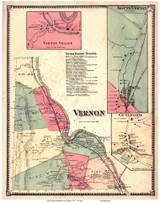 Vernon, Vermont 1869 Old Town Map Reprint - Windham Co.