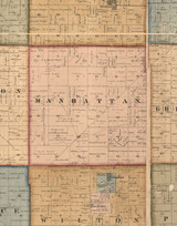 Manhatten, Illinois 1862 Old Town Map Custom Print - Will Co.