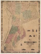 Westchester County New York 1858 - Old Map Reprint