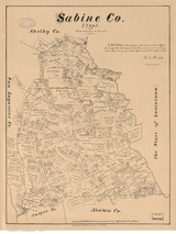 Sabine County Texas 1879 - Old Map Reprint