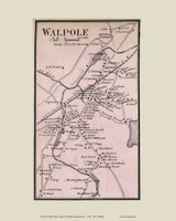 Walpole Centre Village, Massachusetts 1858 Old Town Map Custom Print - Norfolk Co.