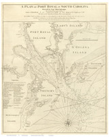 Port Royal  1773 Gascoigne - Hilton Head - Old Map Reprint - South Carolina Cities