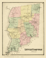 Little Compton, Rhode Island 1870 - Old Town Map Reprint