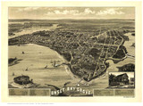Onset Bay Grove, Massachusetts 1885 Bird's Eye View - Old Map Reprint LC