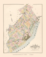 Bristol, Pennsylvania 1891 - Old Map Reprint - Bucks County