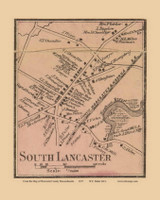 South Lancaster Village, Lancaster Massachusetts 1857 Old Town Map Custom Print - Worcester Co.