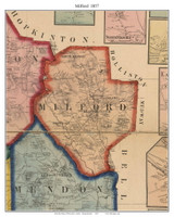 Milford Massachusetts 1857 Old Town Map Custom Print - Worcester Co. Milford Massachusetts 1857 Old Town Map Custom Print - Worcester Co.