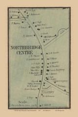 Northbridge Centre Massachusetts 1857 Old Town Map Custom Print - Worcester Co. Northbridge Centre Massachusetts 1857 Old Town Map Custom Print - Worcester Co.