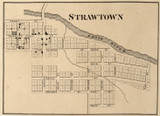 Strawtown Village, White River, Indiana 1866 Old Town Map Custom Print - Hamilton Co.
