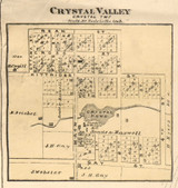 Crystal Valley Village, Crystal, Michigan 1876 Old Town Map Custom Print - Oceana Co.