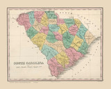 South Carolina 1827 Finley - Old State Map Reprint