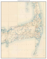 The Lower Cape - Cape Cod 1890 - Custom USGS Old Topo Map - Massachusetts - Cape Cod Regions - Yarmouth, Chatham, Orleans, Harwich, Brewster, Dennis