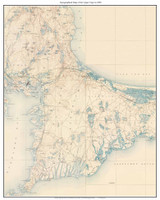 The Upper Cape - Cape Cod 1890 - Custom USGS Old Topo Map - Massachusetts - Cape Cod Regions - Sandwich, Bourne, Falmouth, Mashpee