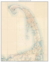 The Outer Cape - Cape Cod 1890 - Custom USGS Old Topo Map - Massachusetts - Cape Cod Regions - Provincetown, Truro, Wellsfleet, Eastham, Orleans