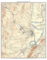 Northampton 1895 - Custom USGS Old Topo Map - Massachusetts - Hampshire Co.