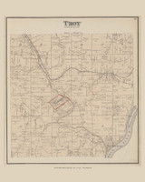 Troy Ohio 1875 Old Town Map Custom Reprint - Athens Co. Atlas 54