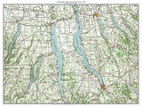 Topographic Map of the Finger Lakes - Canandaigua to Otisco 1958 - Custom USGS Old Topo Map - New York - Finger Lakes