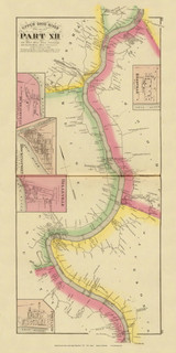 Upper Ohio River and Valley Part 12 - 193 to 214 Miles Below Pittsburgh, Reedville, Hockingport & Portland, Ohio & Murraysville & Belleville, WV, 1877 - Upper Ohio River and Valley Atlas - Old Map Custom Reprint - USA Regional 120, 121