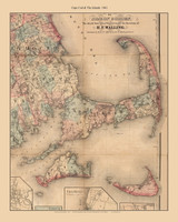 Cape Cod & Islands 1861 Walling - Old Map Custom Print CC-All