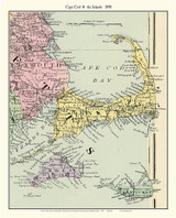 Cape Cod & Islands 1890 Mitchell - Old Map Custom Print CC-All
