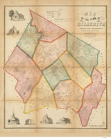 Billerica 1853 (Color) - Old Map  Middlesex County - Massachusetts Cities Other