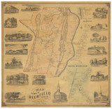 Deerfield 1855 - Old Map Reprint Franklin County - Massachusetts Cities Other