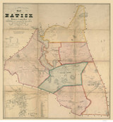 Natick 1853 - Old Map  Middlesex County - Massachusetts Cities Other