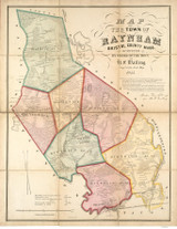 Raynham 1855 - Old Map  Bristol County - Massachusetts Cities Other