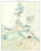 Sandusky Bay & Islands 1942 - Custom USGS Old Topo Map - Ohio