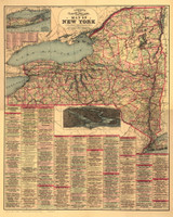 New York State 1898 Tunison - Old State Map Reprint