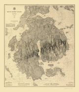Mount Desert Island, Maine Old Map Reprint Nautical 1882 - Cities Other