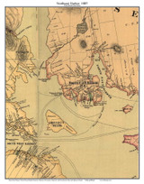 Northeast Harbor, Maine Old Map Custom Print Colby & Stuart 1887 - Cities Other MDI ColbyStuart